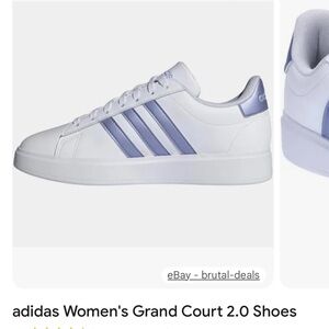 NWT Adidas Grand Court Sneakers in White and Lavender Size 7